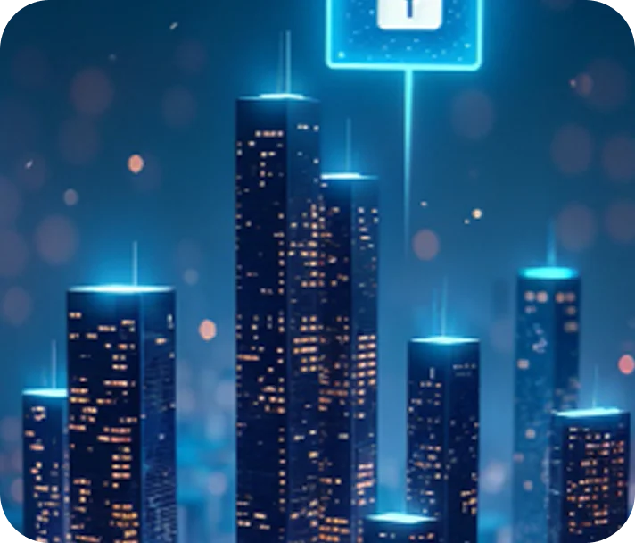Smart city concept with digital security locks