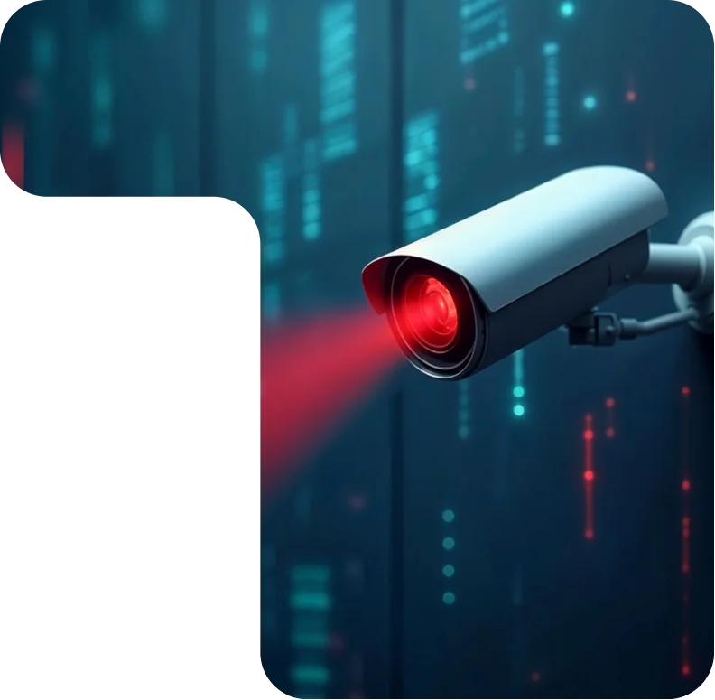 Surveillance camera with red scanning beam