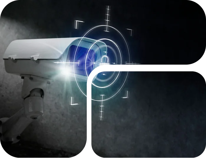 Security camera with digital lock overlay